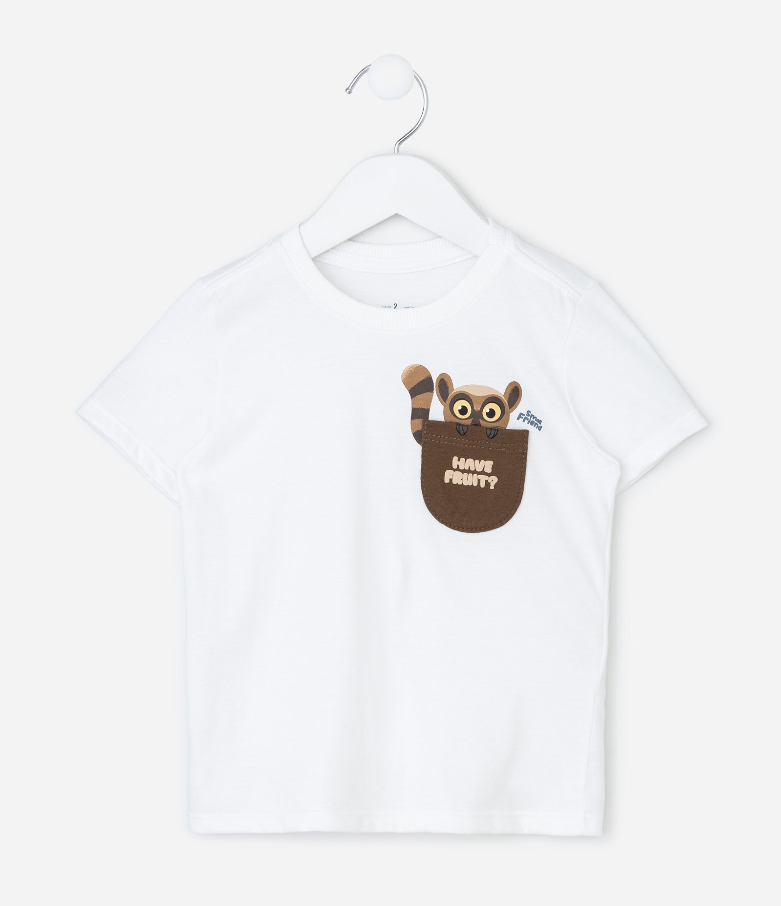 Camiseta Infantil com Bolsinho Marsupial Estampado – Tam 1 a 5/6 Anos Branco 1