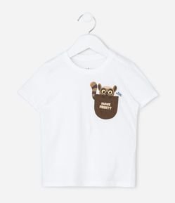 Camiseta Infantil com Bolsinho Marsupial Estampado – Tam 1 a 5/6 Anos