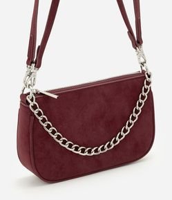 Bolsa Baguete Pequena em Suede com Alça Removível