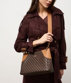 Bolsa Grande em PU com Estampa Triângulos