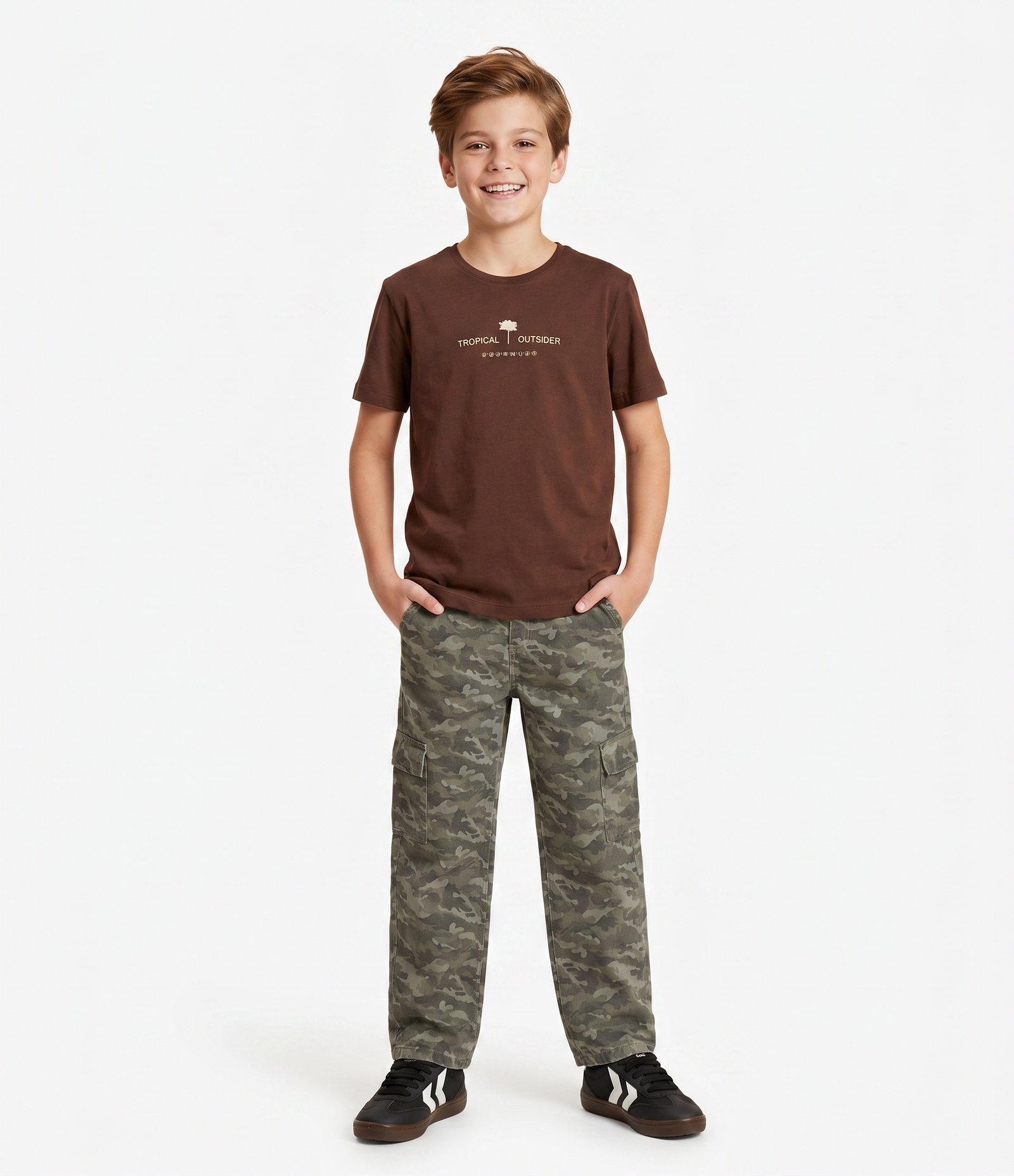 Calça Infantil Baggy com Estampa Camuflada – Tam 7 a 16 Anos Verde militar 1