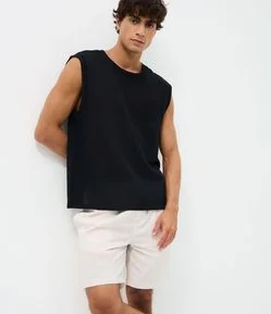 Bermuda Masculina Passeio Rajadinha com Cós Elástico