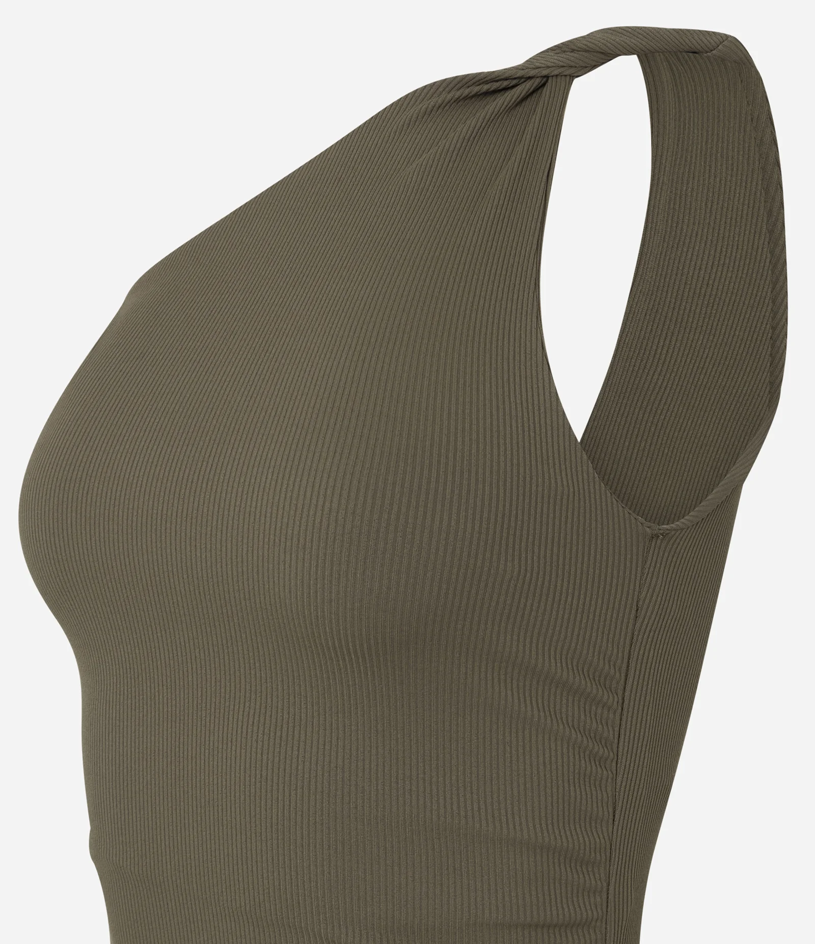 Vestido New Midi em Ribana Ombro Só com Franzido Lateral Verde Escuro 6