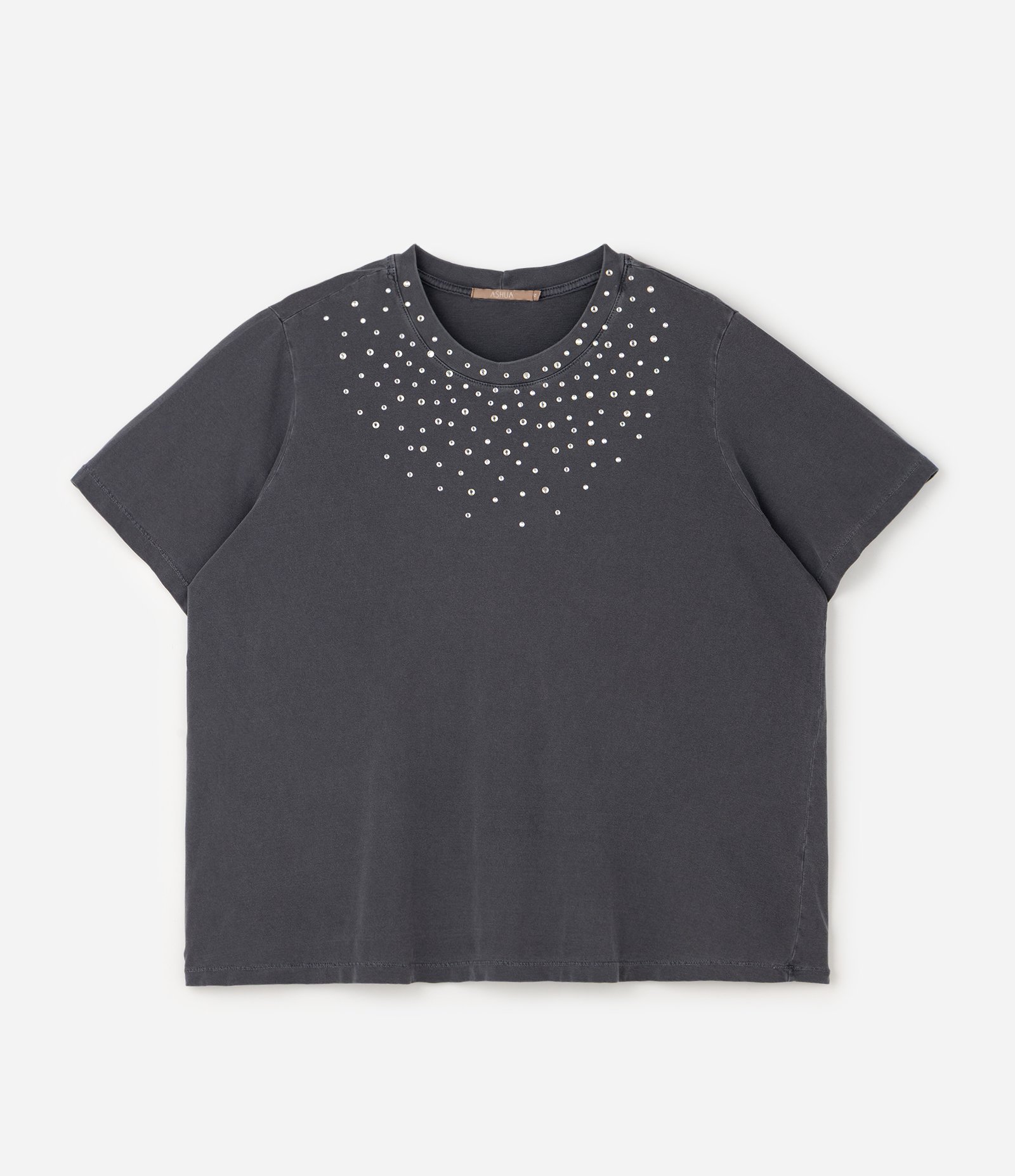 Blusa com Brilho na Gola Curve & Plus Size Cinza 5