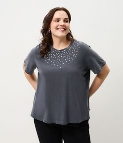 Blusa com Brilho na Gola Curve & Plus Size