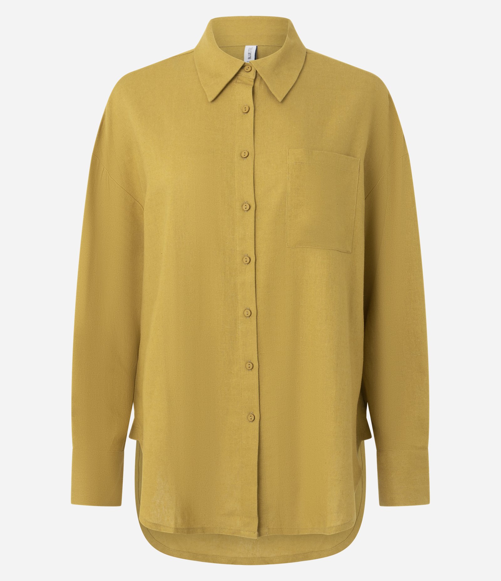 Camisa Alongada Manga Longa em Viscolinho Amarelo 5