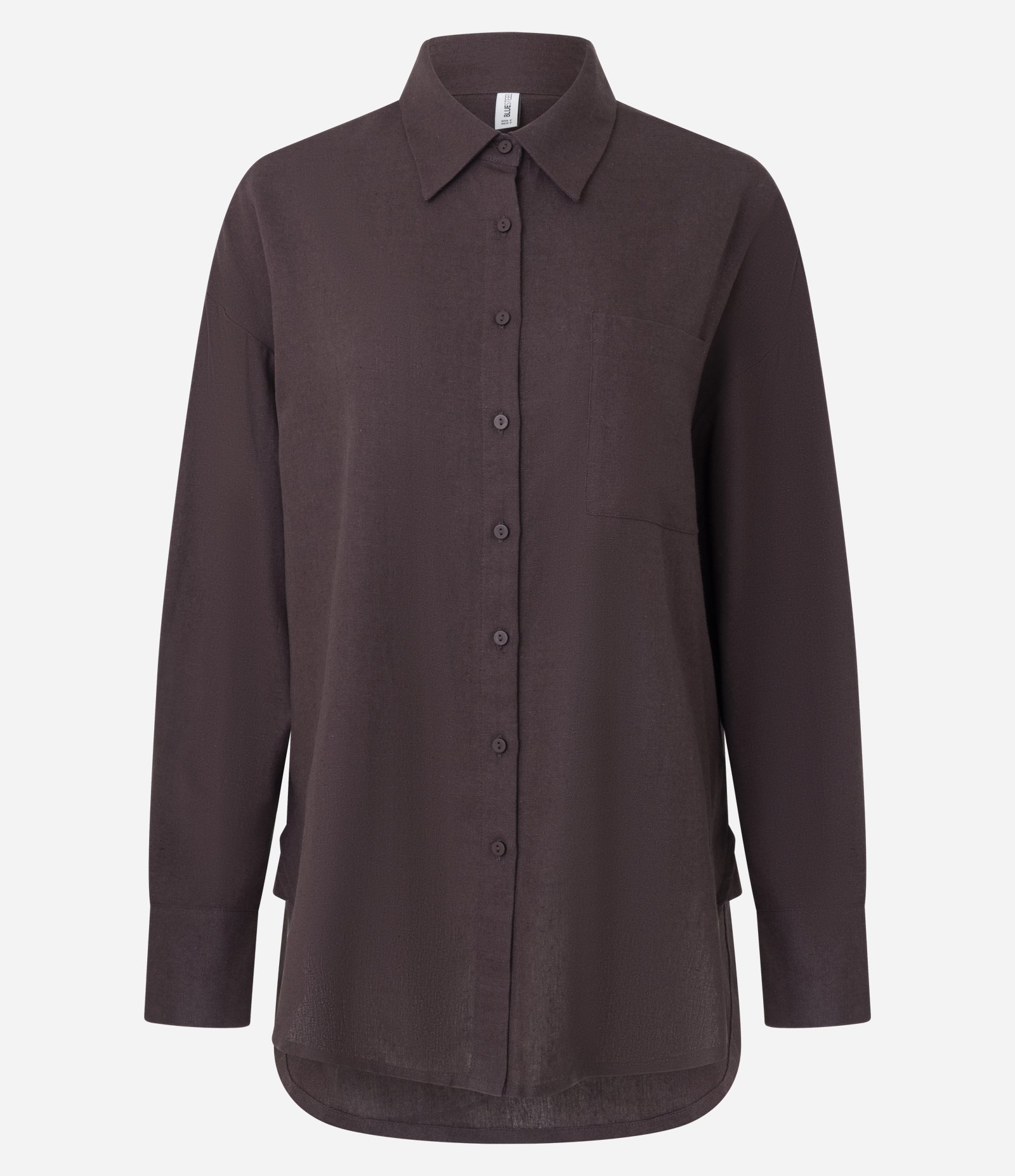 Camisa Alongada Manga Longa em Viscolinho Marrom 1