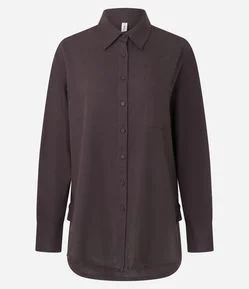 Camisa Alongada Manga Longa em Viscolinho