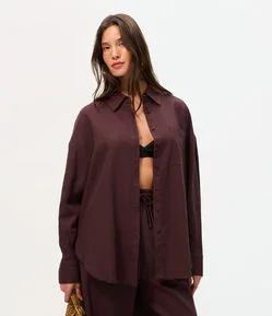 Camisa Alongada Manga Longa em Viscolinho