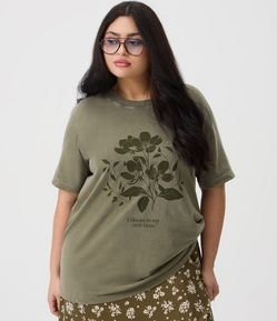 Camiseta Alongada em Meia Malha com Estampa Floral Curve & Plus Size