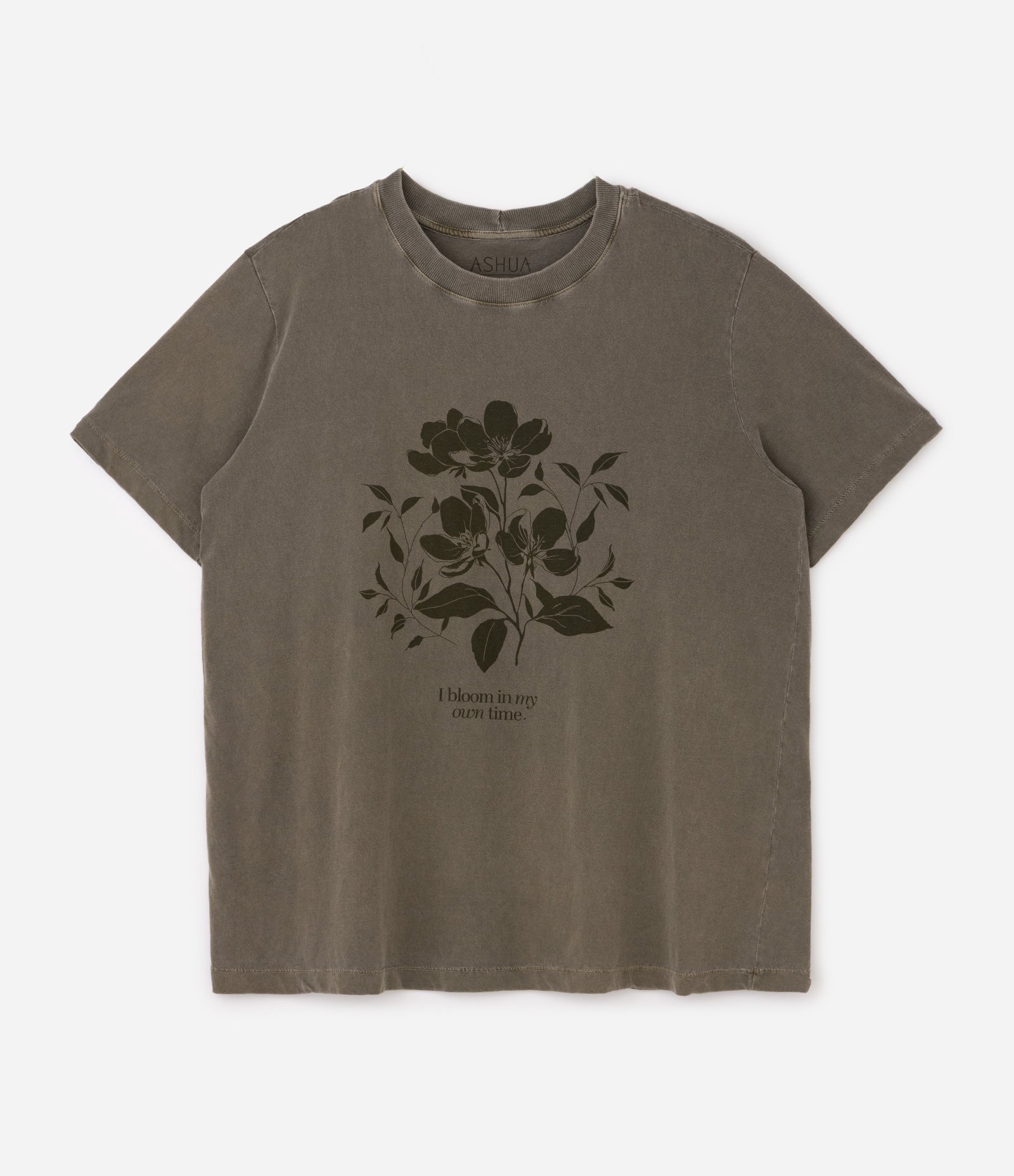 Camiseta Alongada em Meia Malha com Estampa Floral Curve & Plus Size Verde Oliva 5