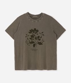 Camiseta Alongada em Meia Malha com Estampa Floral Curve & Plus Size