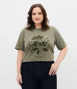 Camiseta Alongada em Meia Malha com Estampa Floral Curve & Plus Size