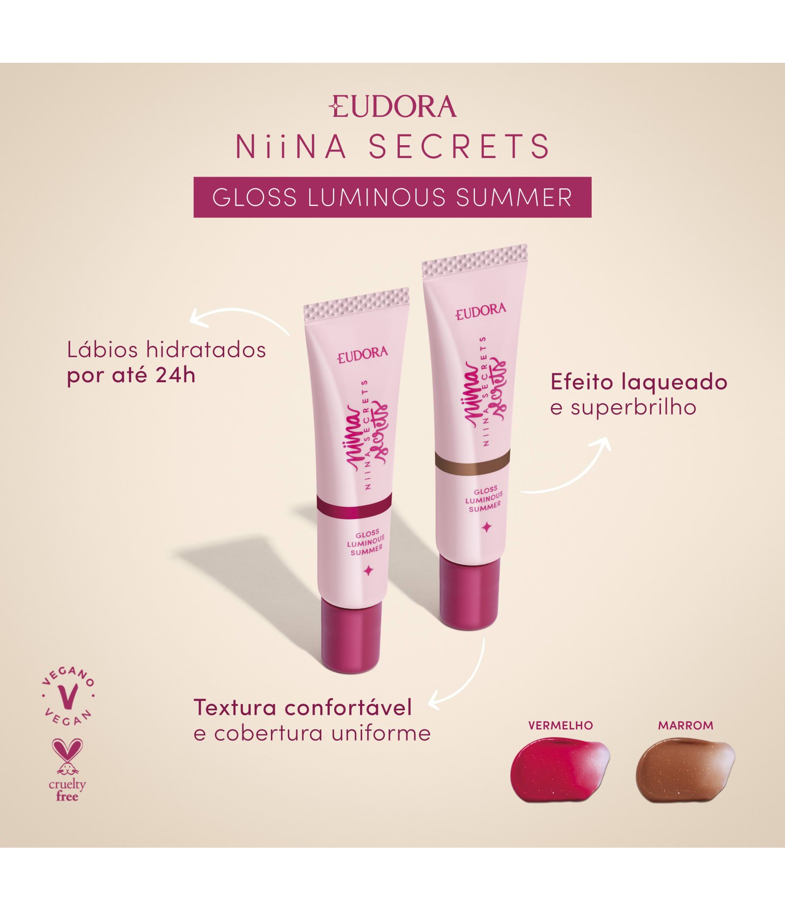 Gloss Labial Niina Secrets Luminous Summer Vermelho 5