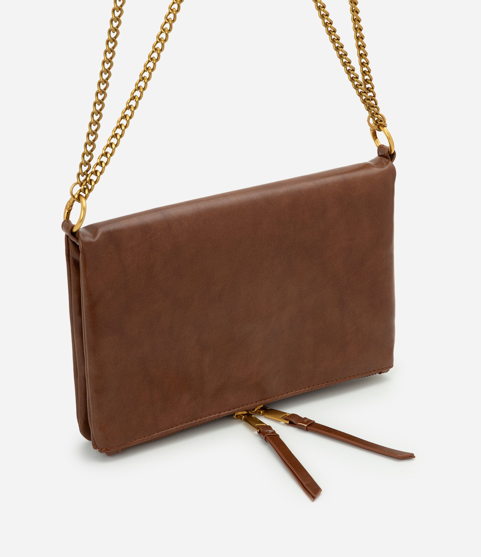 Bolsa Transversal Média em PU com Alça Corrente Marrom 1