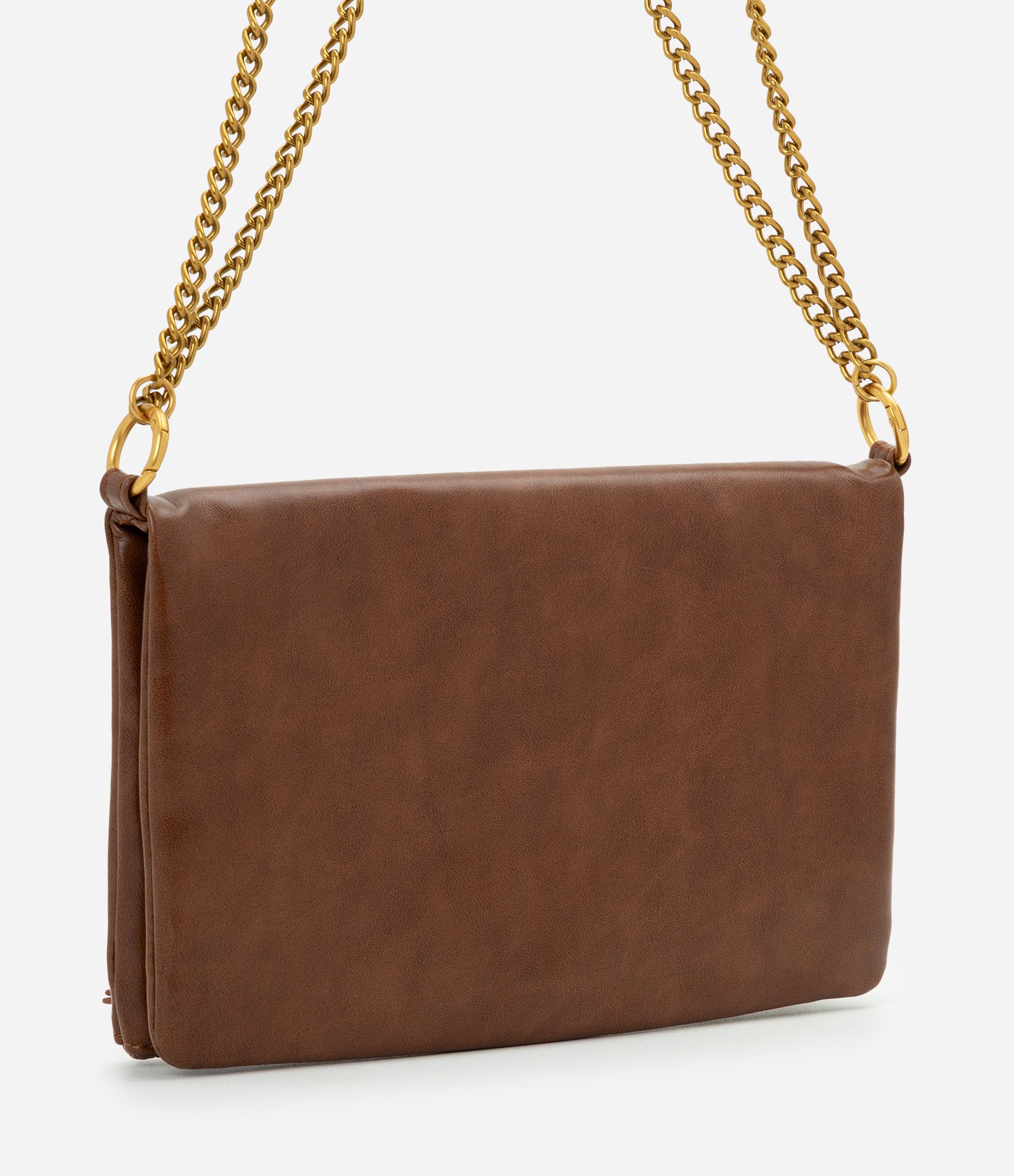 Bolsa Transversal Média em PU com Alça Corrente Marrom 3