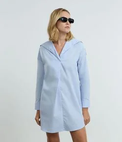 Vestido Curto com Manga Longa e Gola Marinheiro