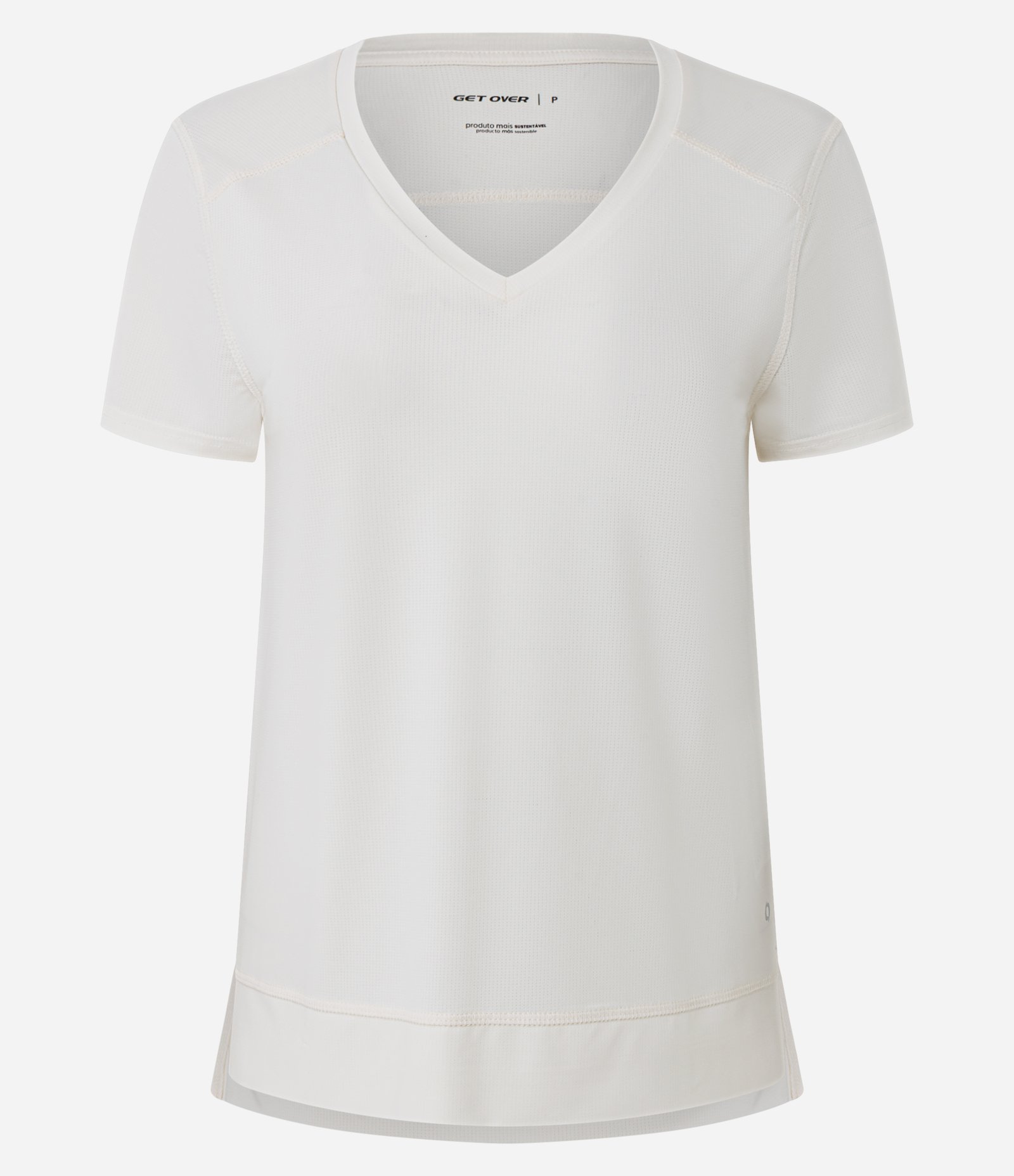 Camiseta Esportiva em Microfibra Furadinha com Barra Mullet Off White 5