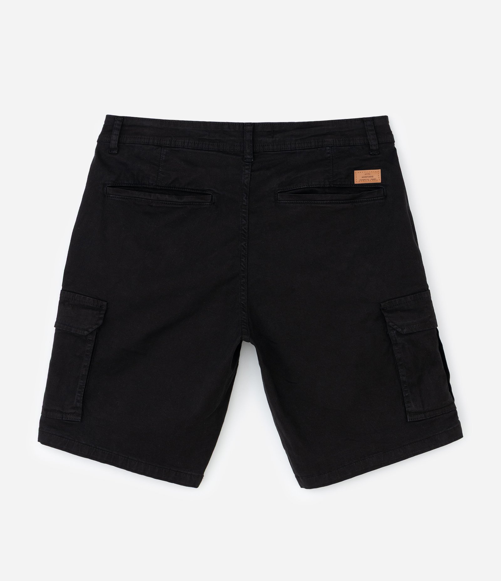 Bermuda Cargo em Sarja Lavada com Elastano e Detalhes de Cadarço Preto 2