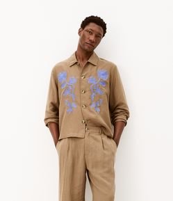 Camisa Overshirt em Liocel com Bordado Floral