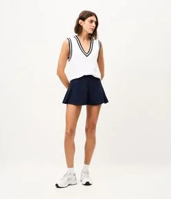 Short Saia Esportivo em Microfibra com Prega