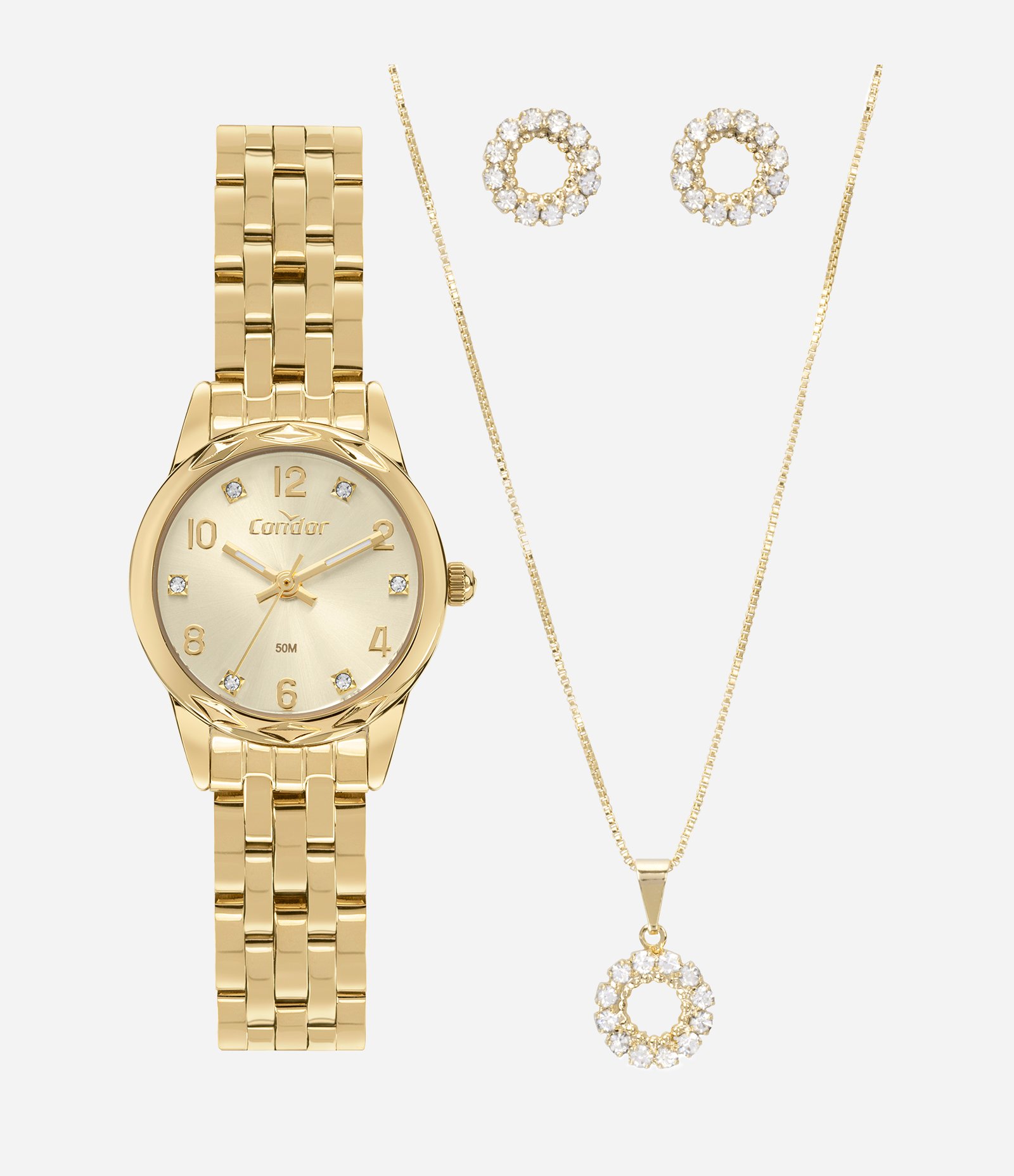 Kit Relógio Analógico Condor em Aço CO2035NPK K4X Dourado 1