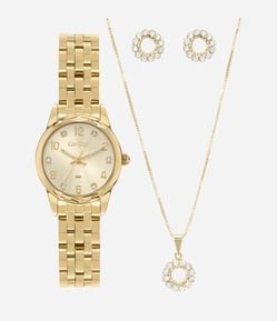 Kit Relógio Analógico Condor em Aço CO2035NPK K4X