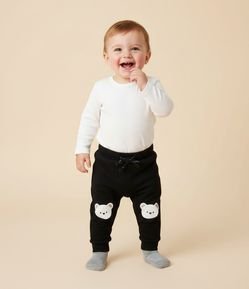 Calça Infantil Moletom com Felpa e Estampa de Urso – Tam 0 a 18 Meses