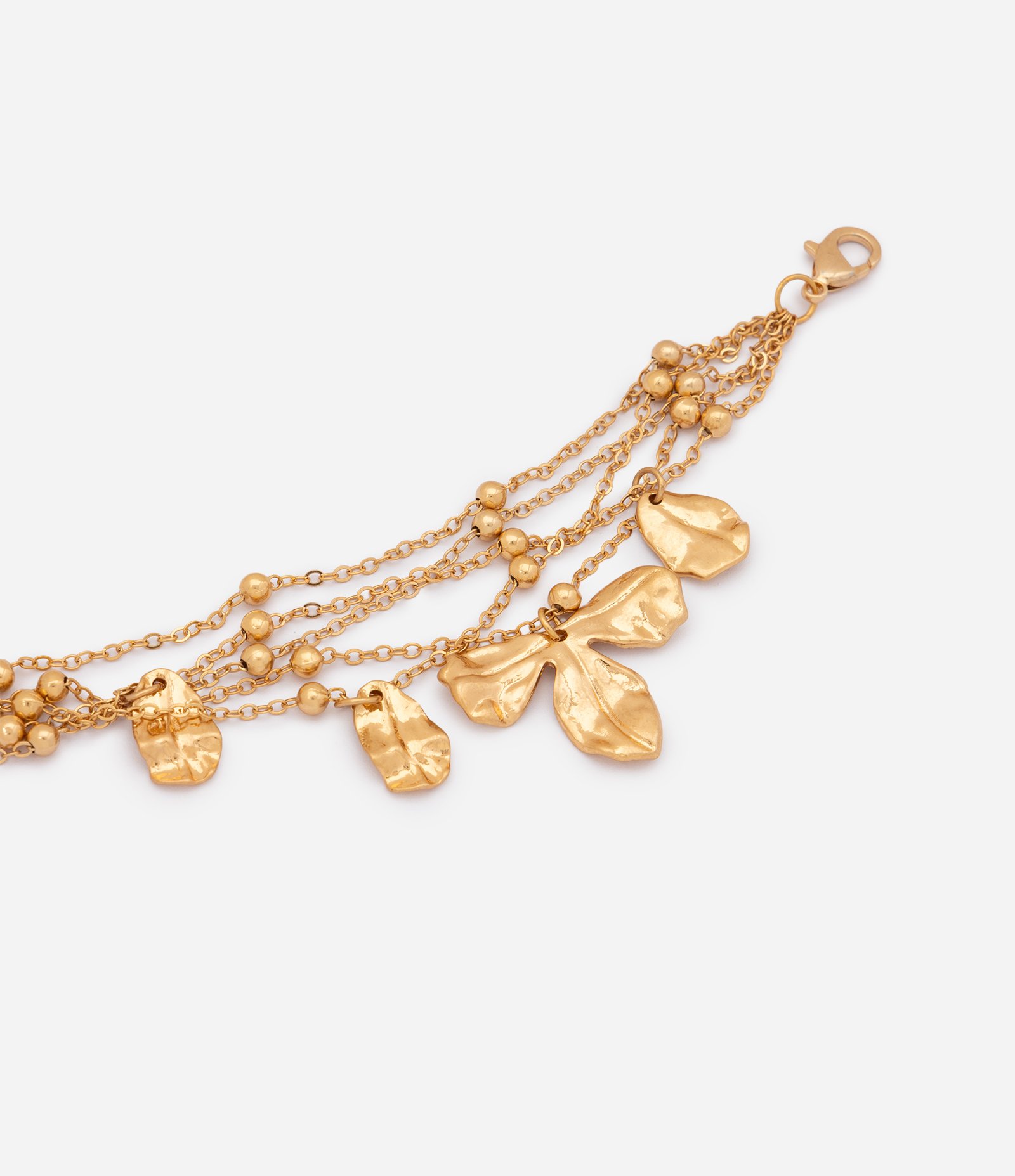 Pulseira em Metal com Pingentes de Pétalas Dourado 2