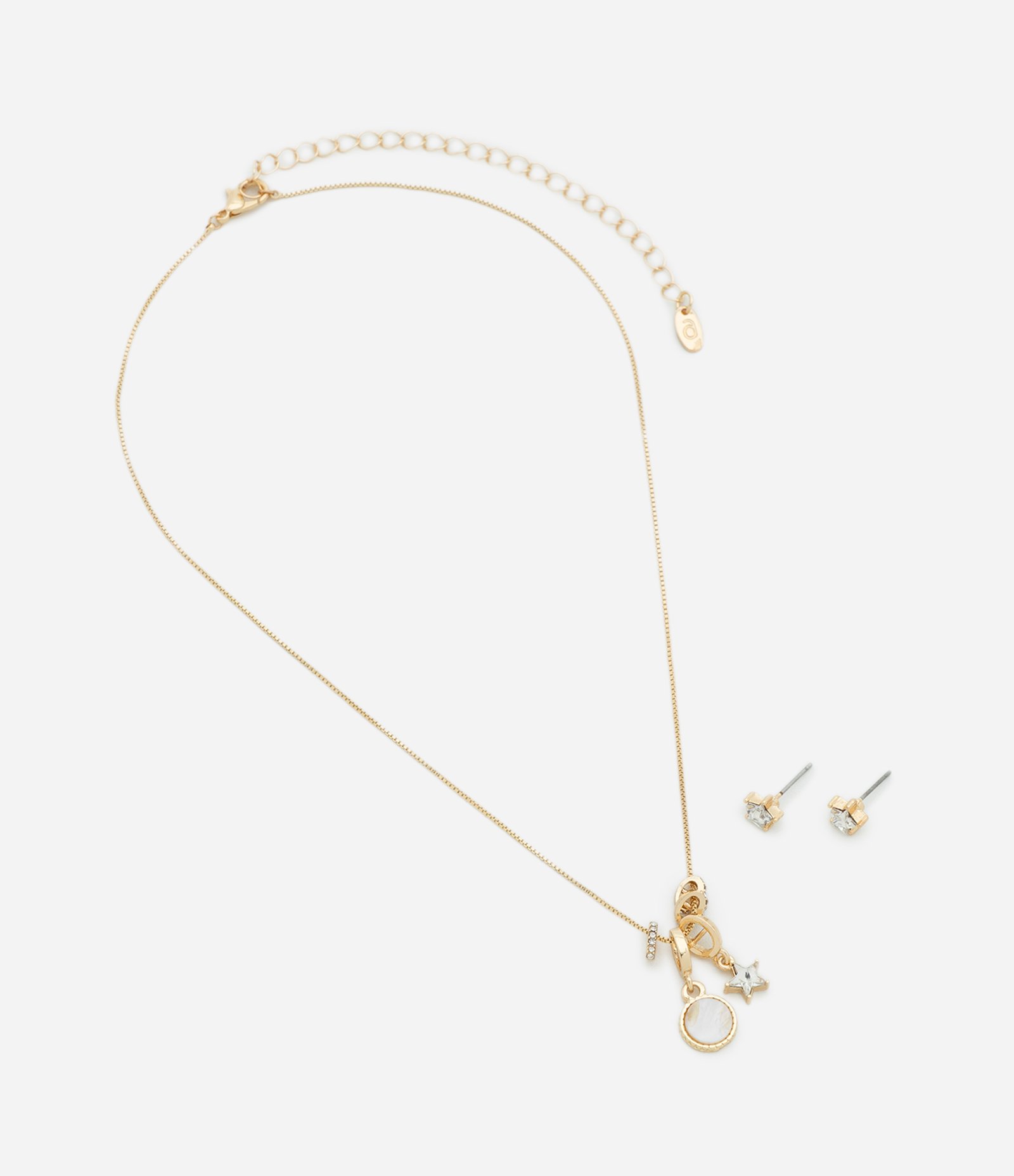 Conjunto de Colar e Brincos em Metal com Pingente de Estrela Dourado 2