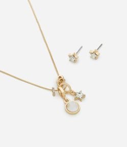 Conjunto de Colar e Brincos em Metal com Pingente de Estrela