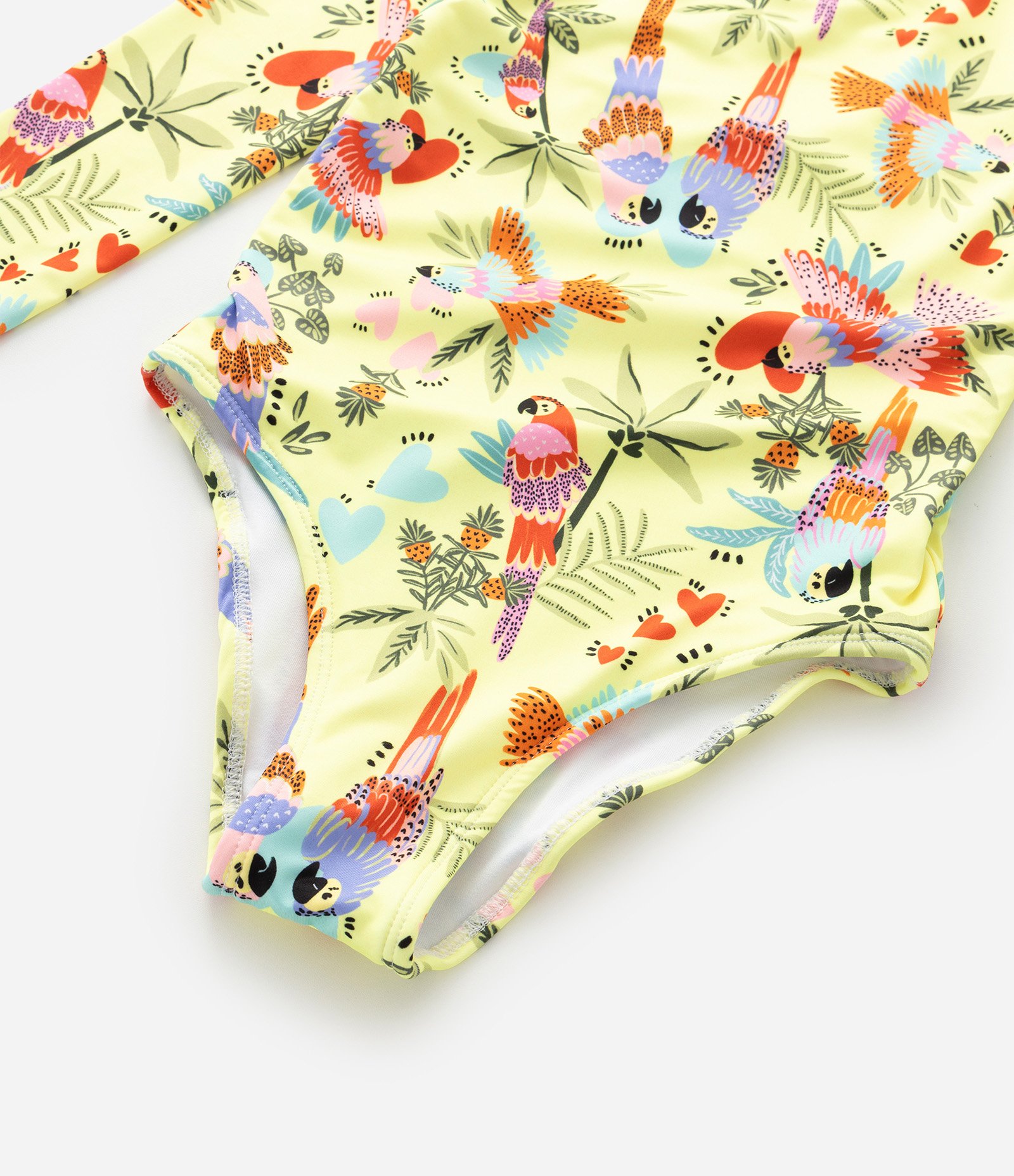 Maiô Infantil Manga Longa com Estampa Tropical Araras – Tam 5 a 14 Anos Amarelo 5