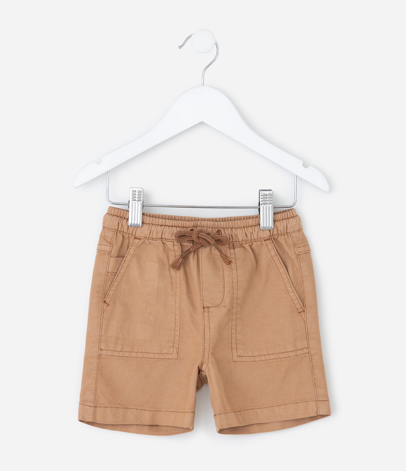 Bermuda Infantil em Sarja Cotelê com Cós Elástico – Tam 1 a 6 Anos Bege 1