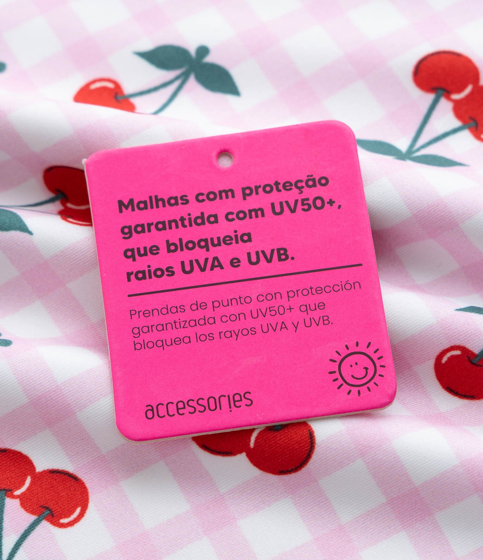 Maiô Manga Longa Infantil Estampa Cereja - Tam 1 a 4 Anos Rosa 4
