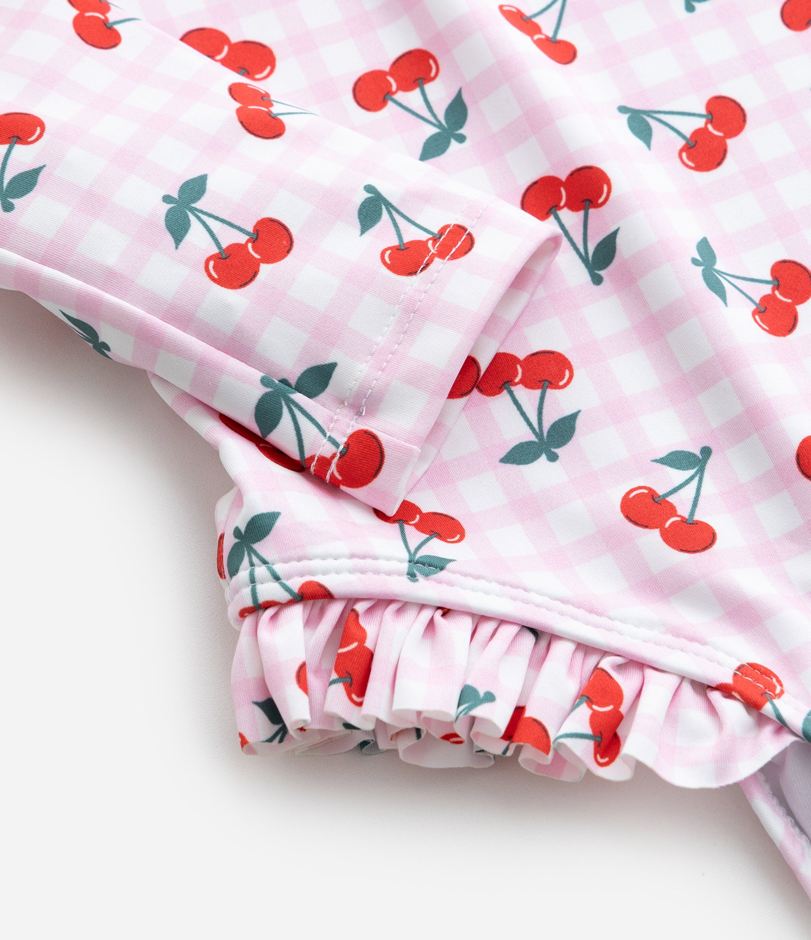 Maiô Manga Longa Infantil Estampa Cereja - Tam 1 a 4 Anos Rosa 6
