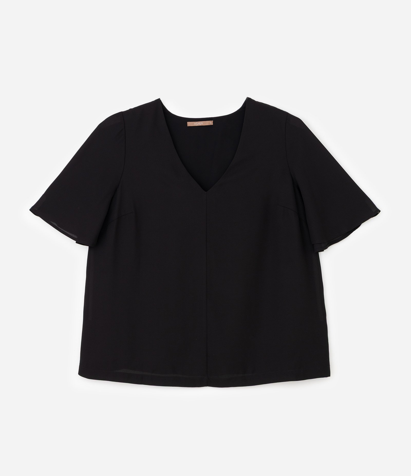 Blusa Crepe Decote V Curve & Plus Size Preto 5