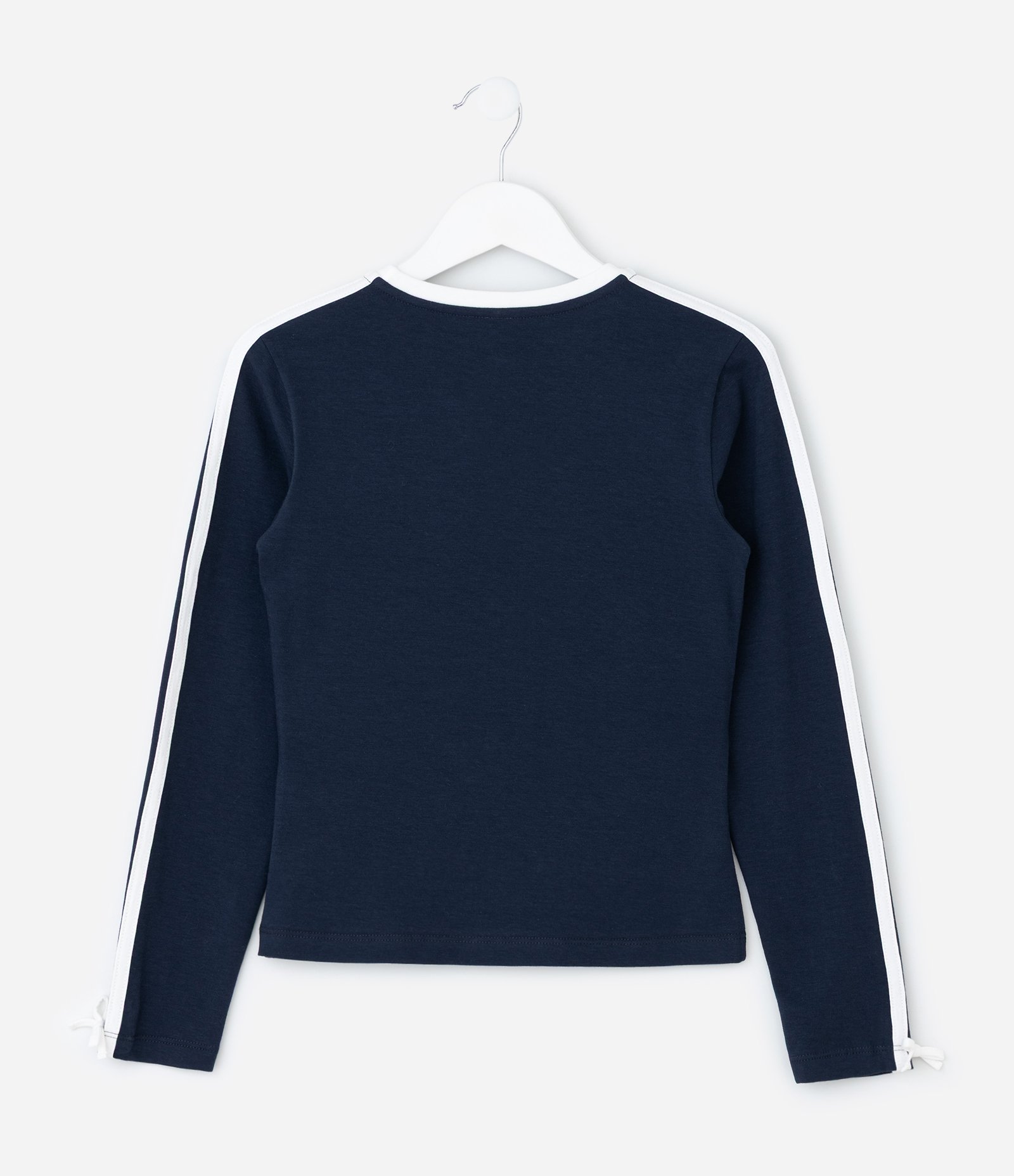 Blusa Infantil com Laço e Listras Contrastantes – Tam 5 a 14 Anos Azul Marinho 2