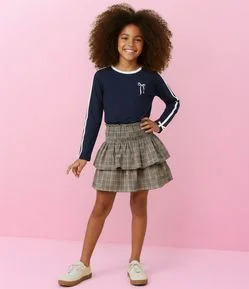 Blusa Infantil com Laço e Listras Contrastantes – Tam 5 a 14 Anos