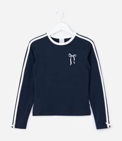 Blusa Infantil com Laço e Listras Contrastantes – Tam 5 a 14 Anos