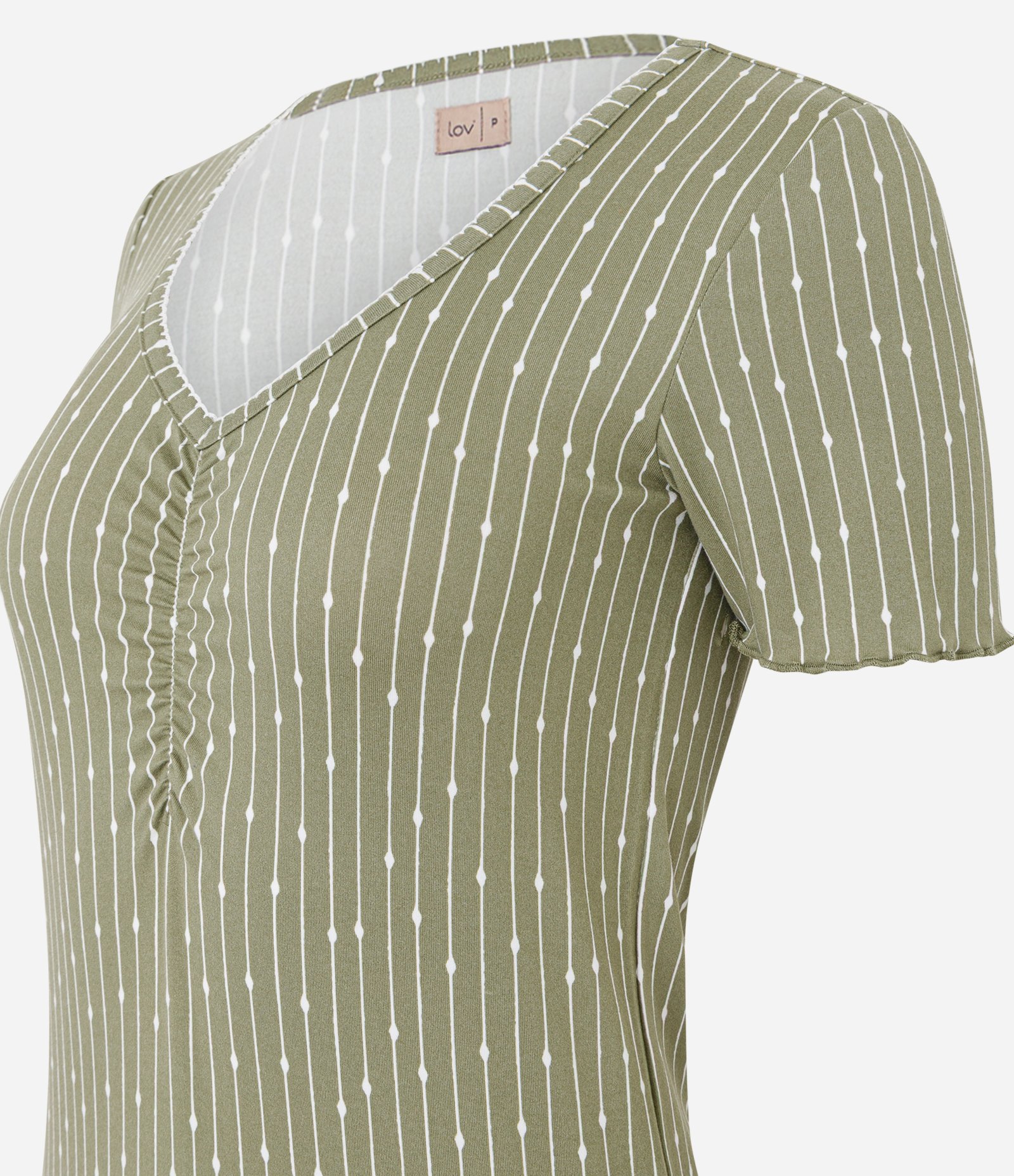 Pijama Longo em Peach Touch com Estampa Listrada Verde 2