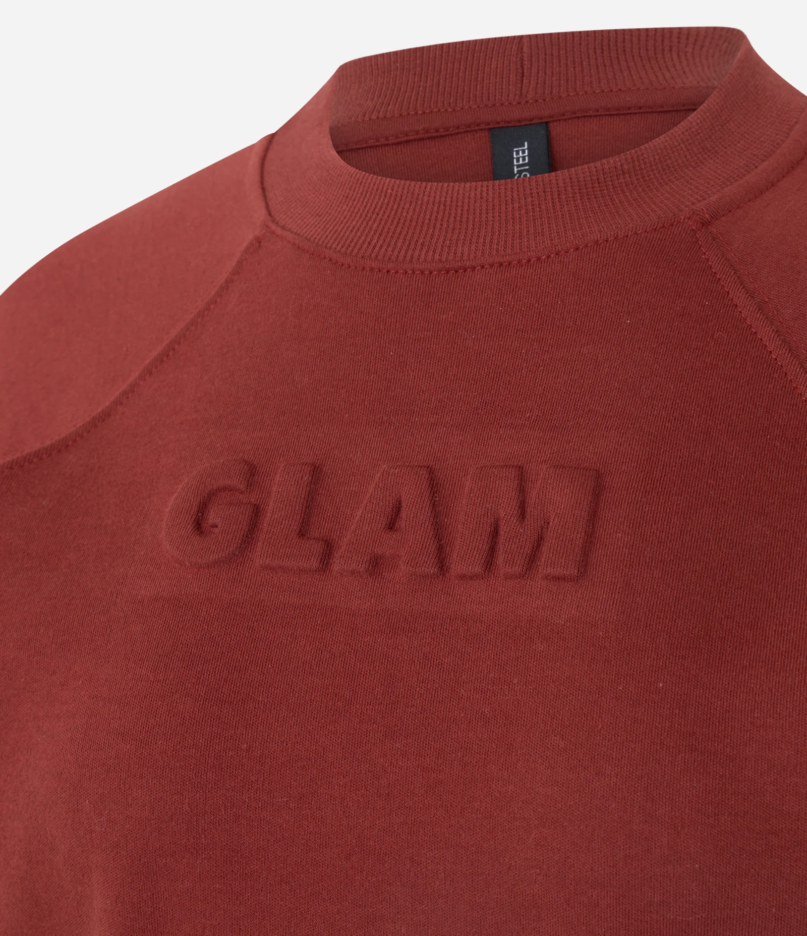 Camiseta Manga Raglan com Lettering Glam em Relevo Vermelho 2