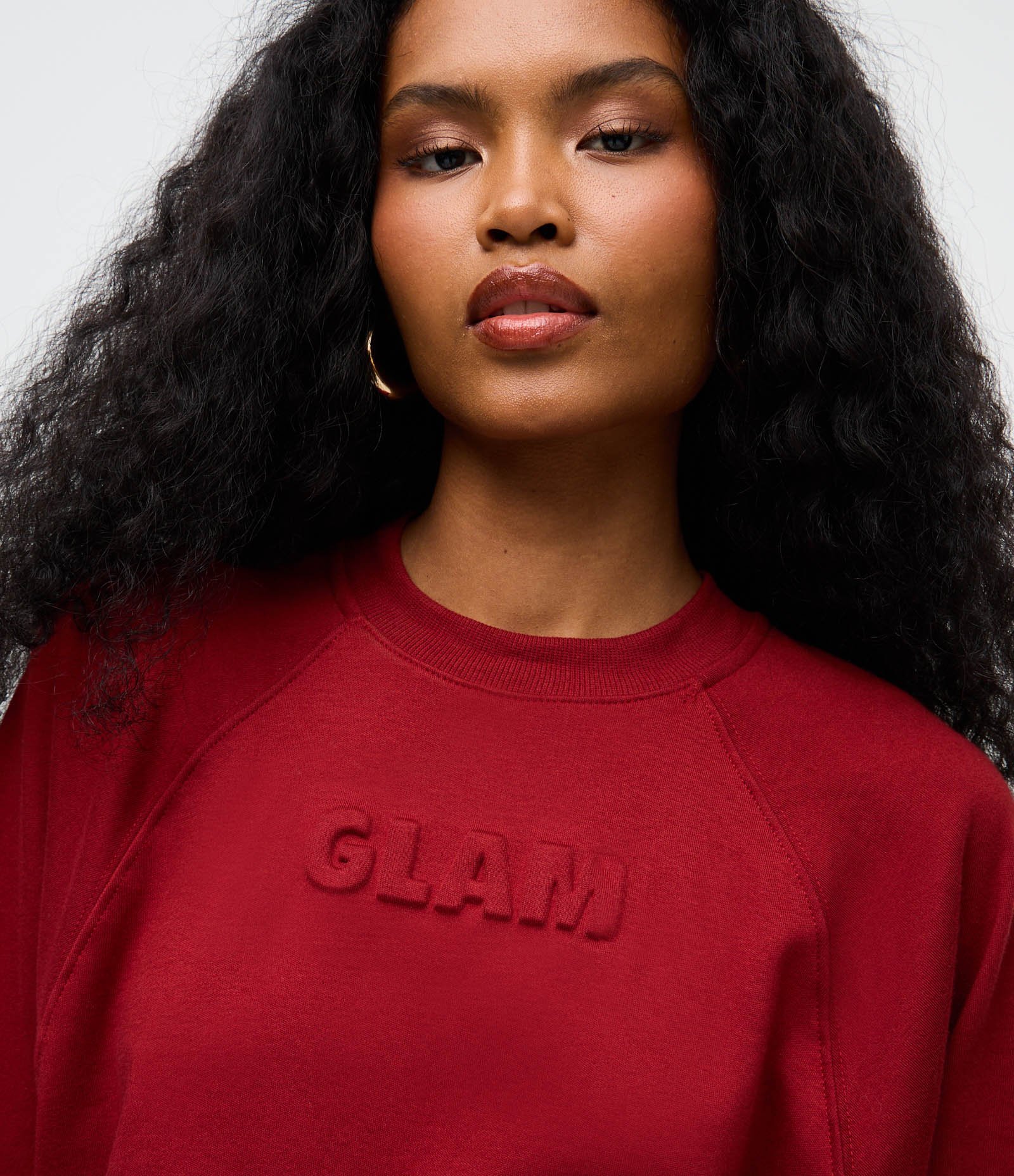 Camiseta Manga Raglan com Lettering Glam em Relevo Vermelho 3