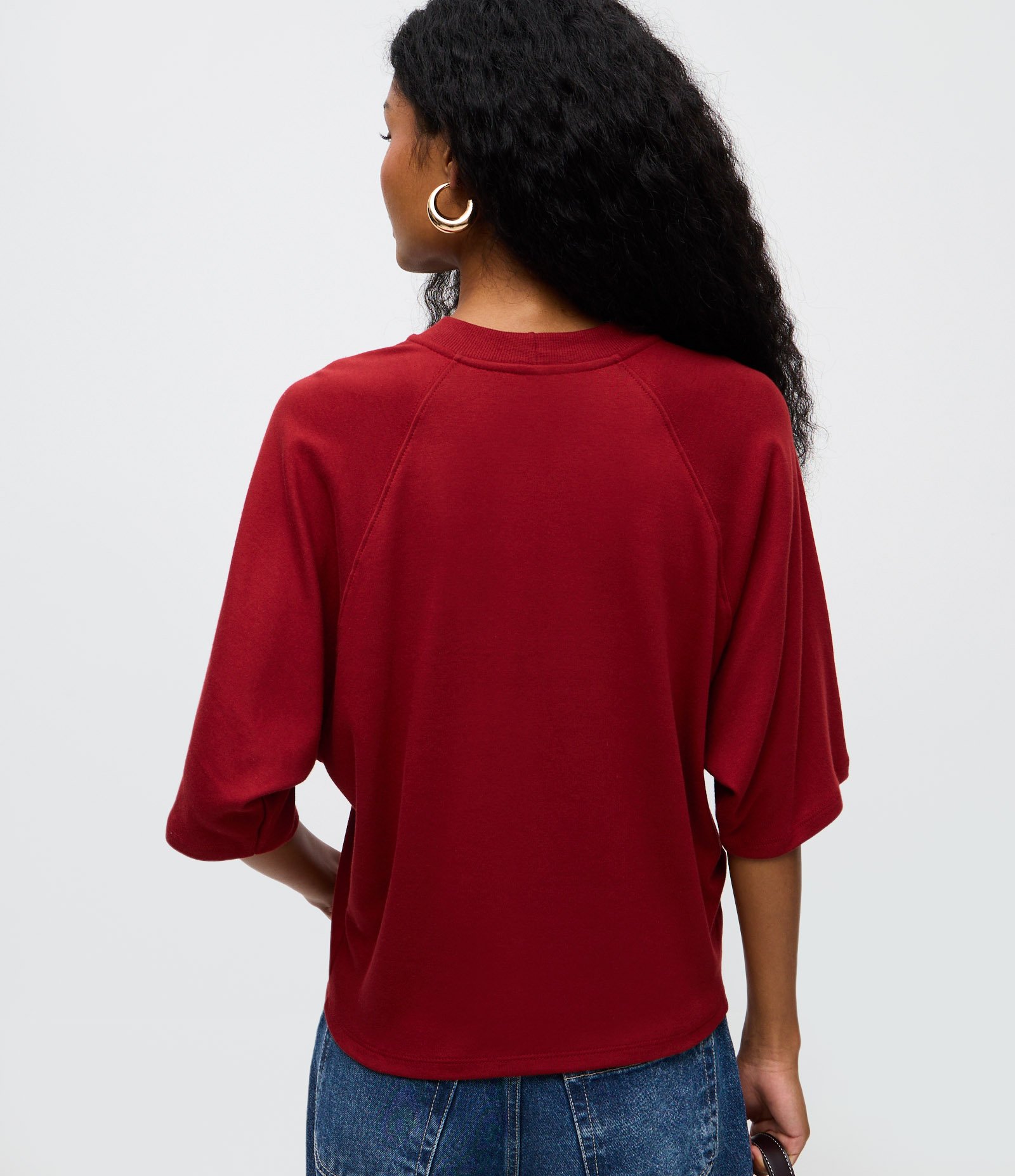 Camiseta Manga Raglan com Lettering Glam em Relevo Vermelho 4
