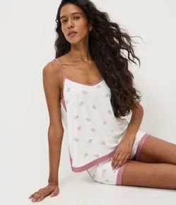 Pijama Short Doll Regular com Estampa Floral