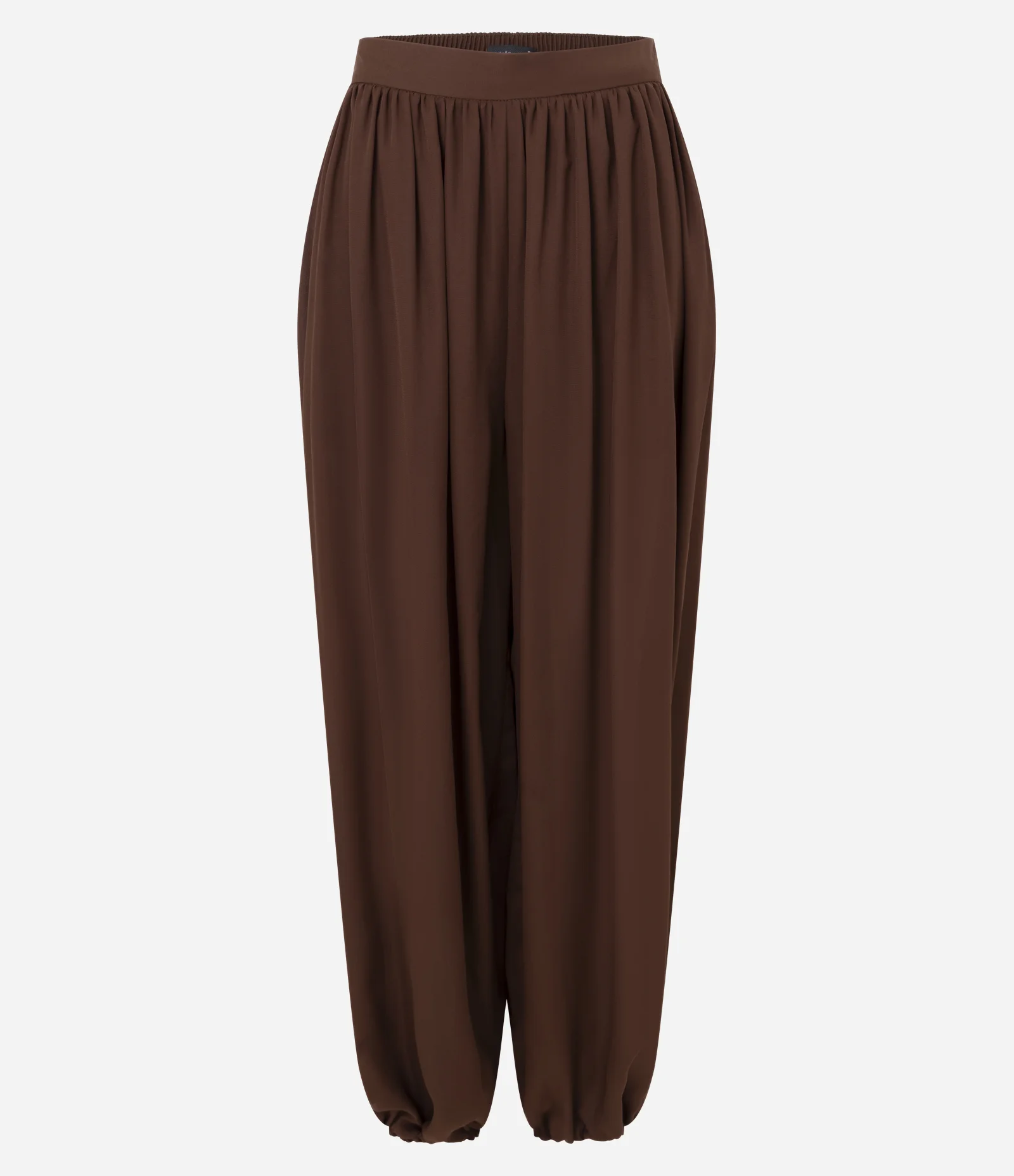 Calça Ballon com Transparência e Cós Elástico Marrom 1