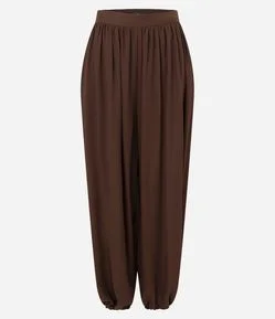 Calça Ballon com Transparência e Cós Elástico