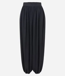 Calça Ballon com Transparência e Cós Elástico