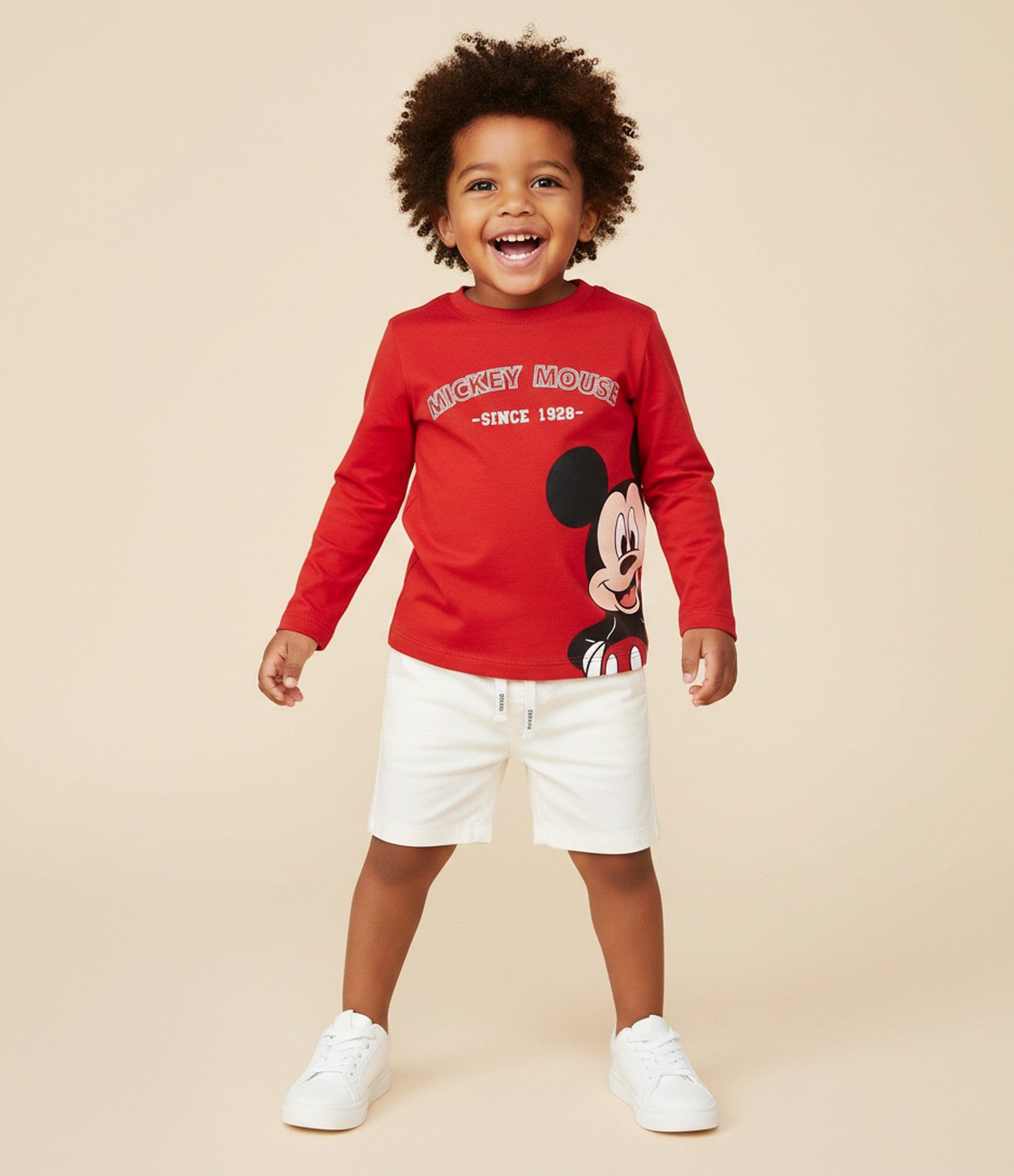 Camiseta Infantil com Estampa Mickey Mouse – Tam 1 a 6 Anos Vermelho 1