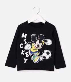 Camiseta Manga Longa Mickey Futebol - Tam 2 a 6 Anos