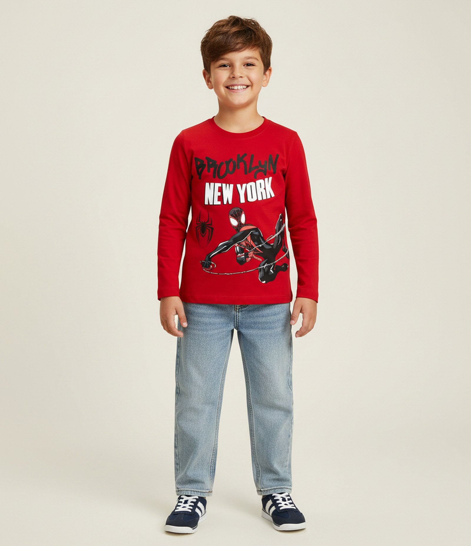 Camiseta Infantil em Algodão Estampa Homem Aranha - Tam 4 a 12 anos Vermelho 1
